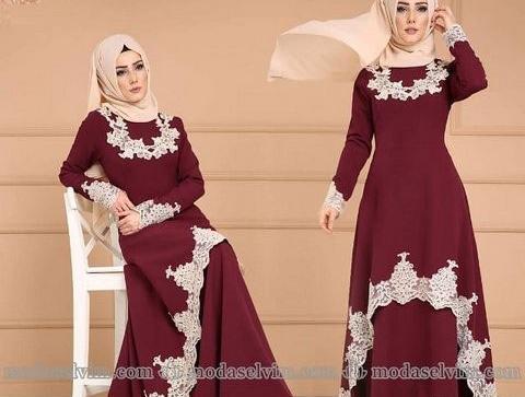 عکس لباس مجلسی بلند پوشیده ترکی