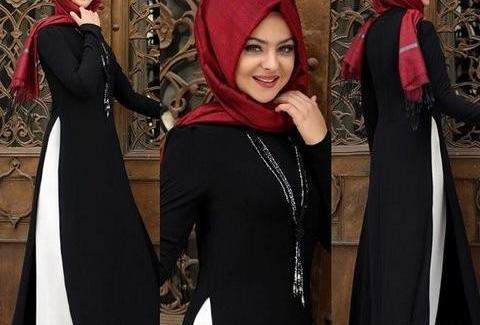 عکس لباس مجلسی بلند پوشیده ترکی