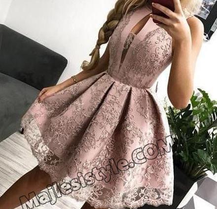 عکس مدل لباس مجلسی کوتاه صورتی
