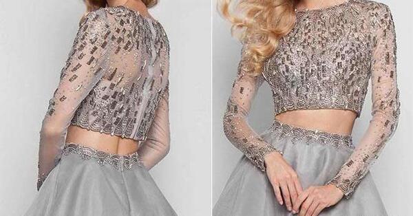 عکس لباس مجلسی کوتاه نیم تنه گیپور