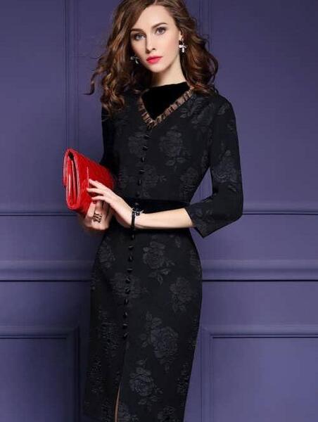عکس لباس مجلسی کوتاه یقه هفت باز