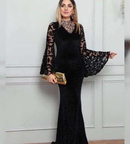 عکس مدل لباس مجلسی ساده استین بلند