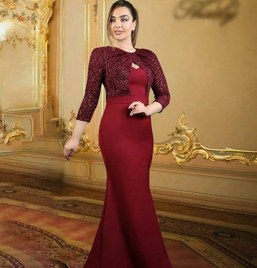 عکس مدل لباس مجلسی ساده استین بلند