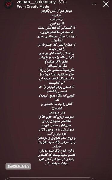 عکس اینستاگرام زینب سلیمانی