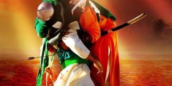 عکس امام حسین در میانه جنگ