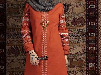 عکس مدل مانتو ابروبادی آجری
