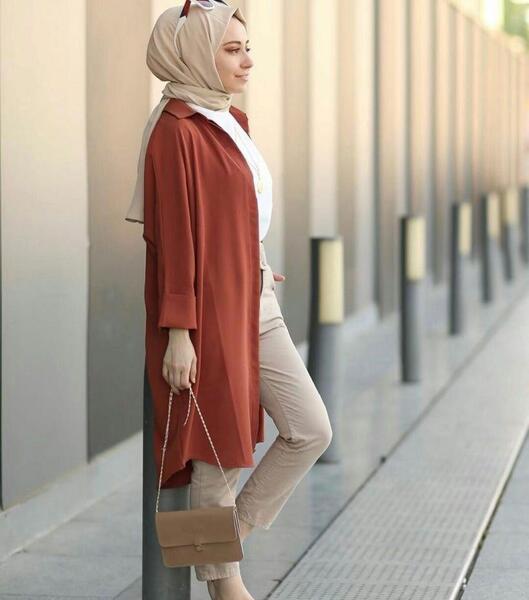 عکس مدل مانتو ابروبادی آجری
