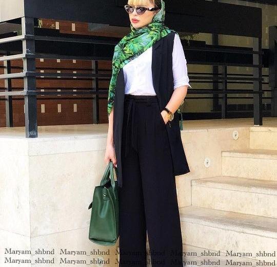 عکس مدل مانتو ابروبادی با شلوار گشاد