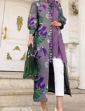عکس مدل مانتو ابروبادی بنفش