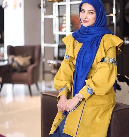 عکس مدل مانتو ابروبادی خردلی