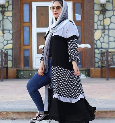عکس مدل مانتو ابروبادی خال خالی