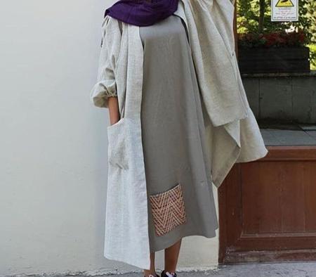 عکس مدل مانتو ابروبادی خاکستری