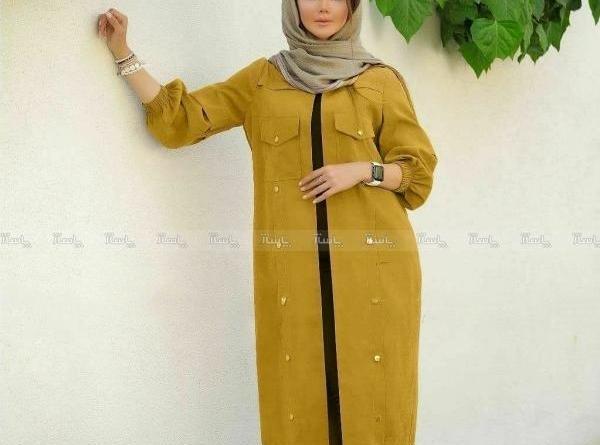 عکس مدل مانتو ابروبادی خردلی جدید
