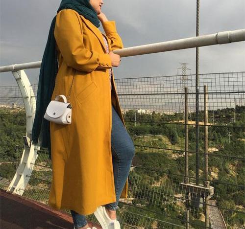 عکس مدل مانتو ابروبادی خردلی جدید