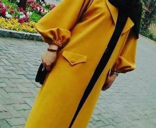 عکس مدل مانتو ابروبادی رنگ خردلی