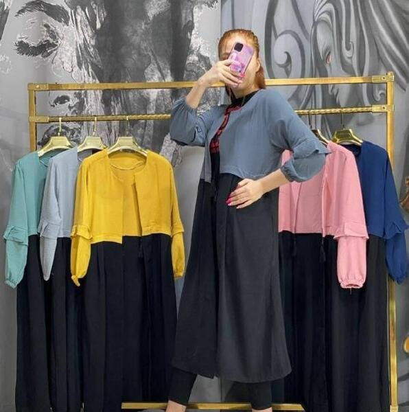 عکس مدل مانتو ابروبادی رنگ طوسی