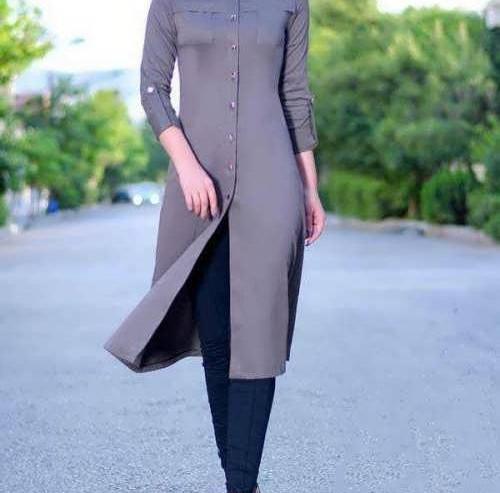 عکس مدل مانتو ابروبادی رنگ طوسی