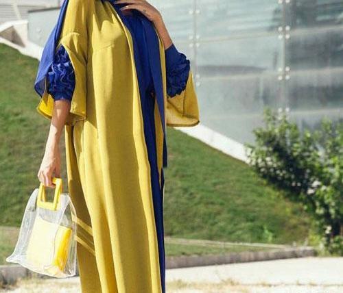عکس مدل مانتو ابروبادی رنگ زرد