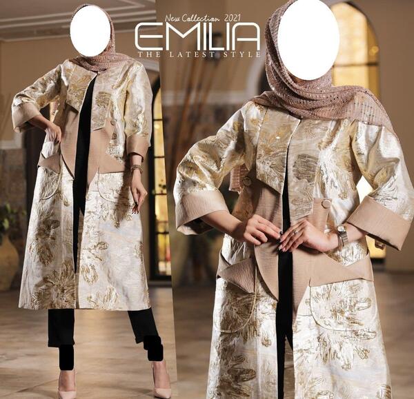 عکس مدل مانتو با پارچه ابروبادی ژاکارد