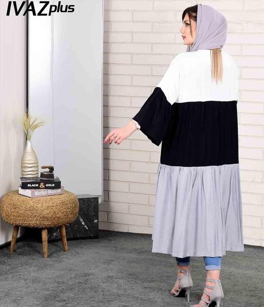عکس مدل مانتو ابروبادی سه رنگ