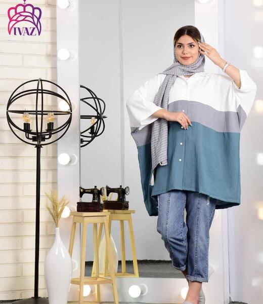 عکس مدل مانتو ابروبادی سه رنگ