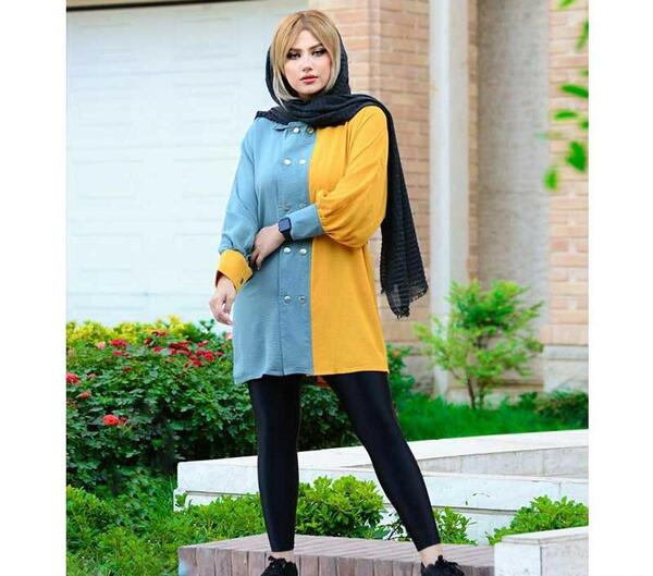 عکس مدل مانتو ابروبادی سه رنگ