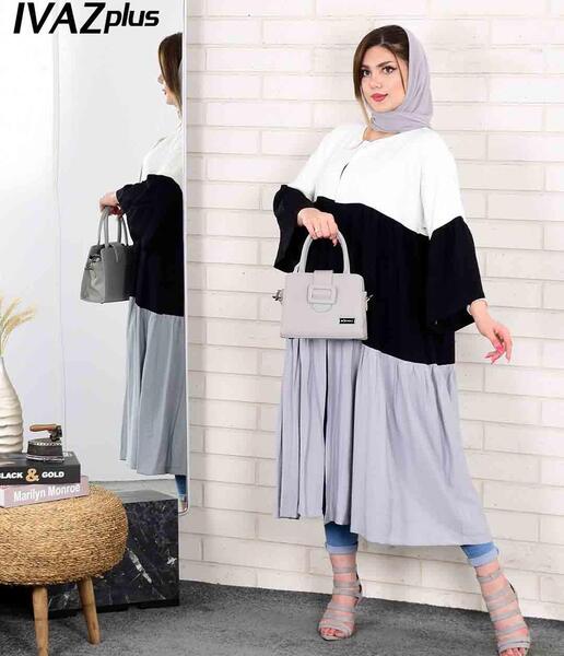 عکس مدل مانتو ابروبادی سه رنگ