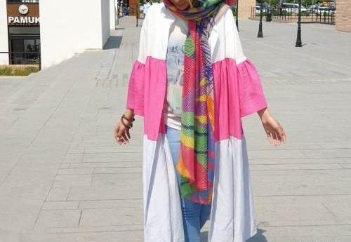 عکس مدل مانتو با پارچه ابروبادی گلدار