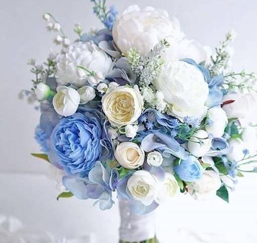 عکس دسته گل آبی عروس