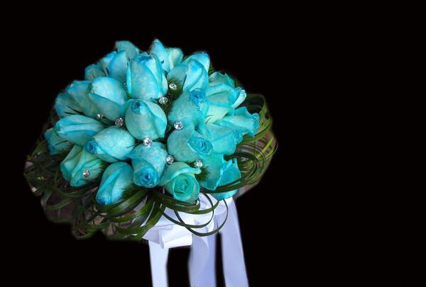 عکس دسته گل آبی عروس
