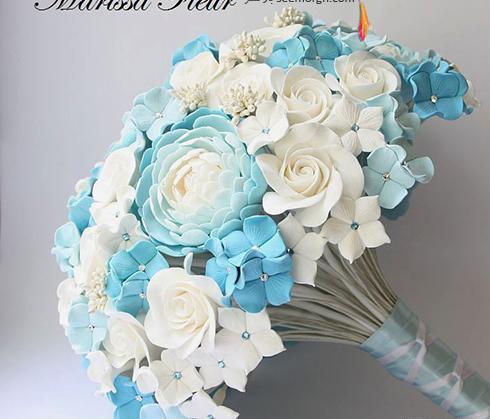 عکس دسته گل آبی عروس