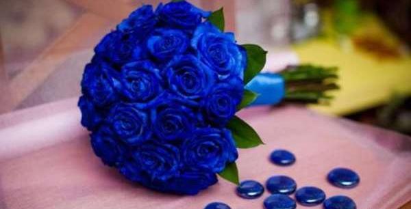 عکس دسته گل آبی عروس