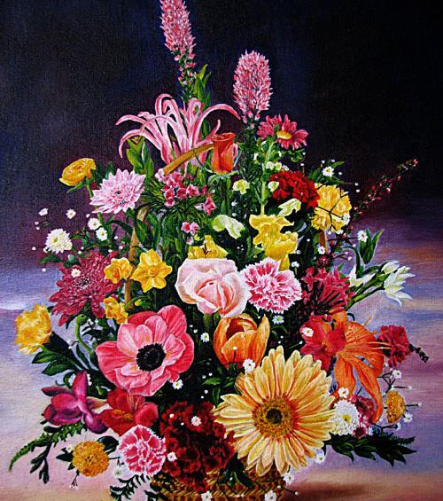 عکس نقاشی دسته گل