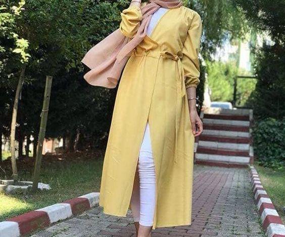 عکس مدل مانتو بلند اندامی چاک دار دخترانه