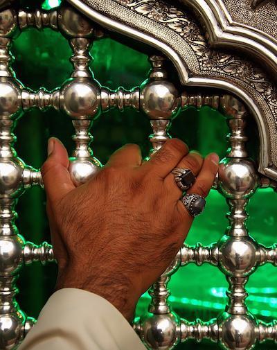عکس دست به ضریح امام رضا