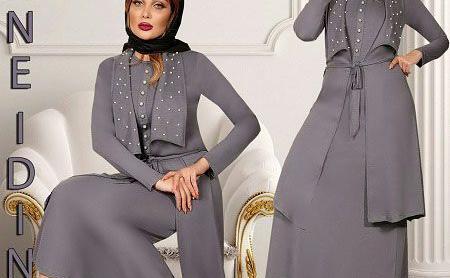 عکس مدل مانتو بلند رنگ طوسی