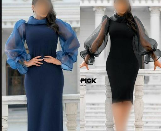 عکس لباس مجلسی کوتاه آستین پفی