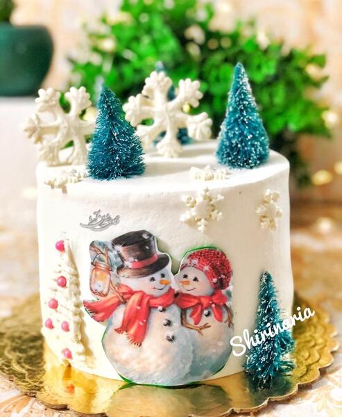 عکس ادم برفی روی کیک