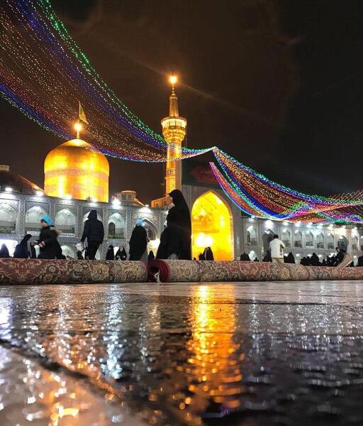 عکس حرم امام رضا زیر باران