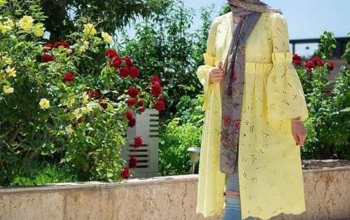 عکس مدل مانتو دخترانه طوسی زرد