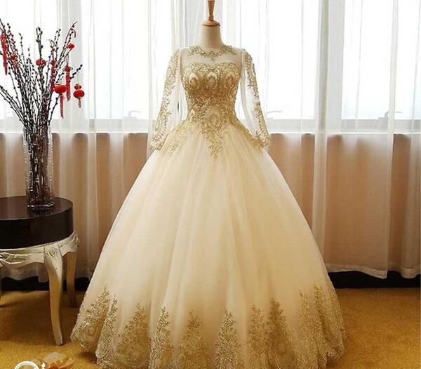 عکس لباس عروس طلایی