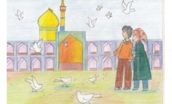عکس حرم امام رضا به صورت نقاشی
