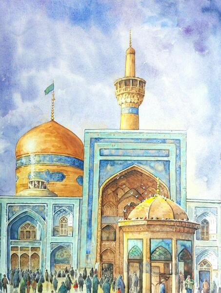 عکس حرم امام رضا به صورت نقاشی