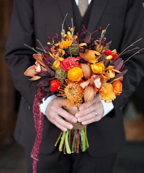 عکس دسته گل پاییزی عروس