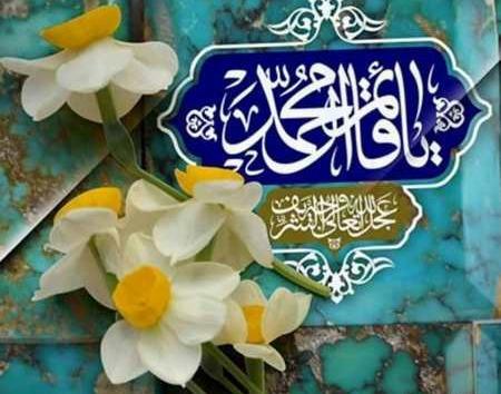 عکس نوشته امام زمان و گل نرگس