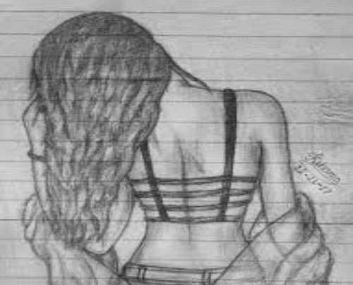عکس دختر غمگین نقاشی شده