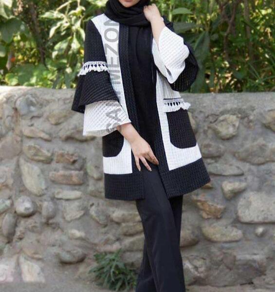 عکس مدل مانتو جلو باز کوتاه مشکی