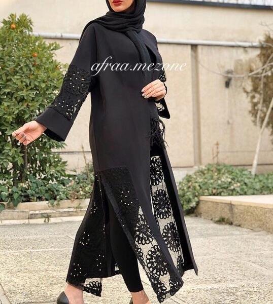 عکس مدل مانتو بلند چاک دار
