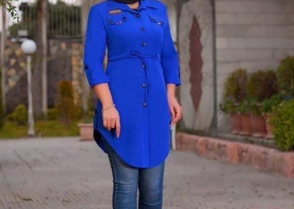 عکس مانتو بلند آبی