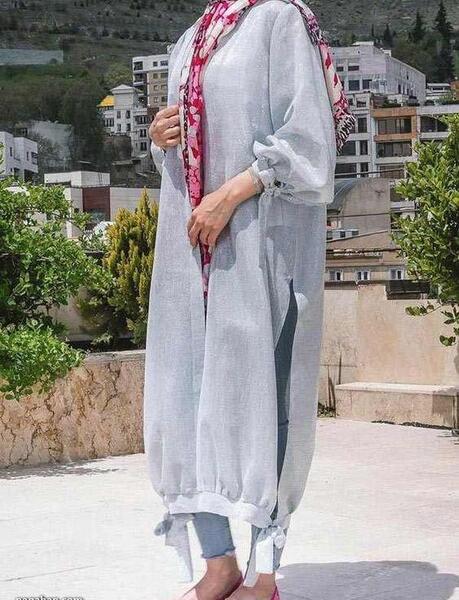 عکس مدل مانتو جدید بلند با پارچه ابروبادی